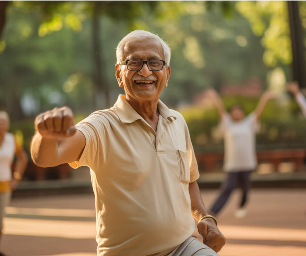 Elderly man doing exercise